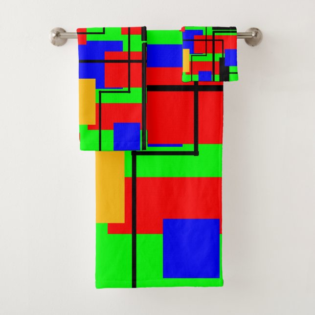 Bauhaus Rechtecke und Lines Badhandtuch Set (Insitu)