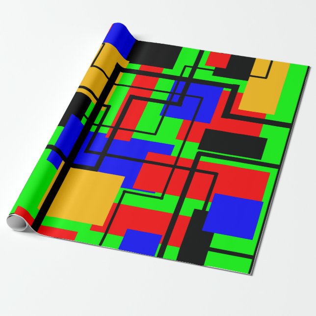 Bauhaus Rechtecke und Lines Geschenkpapier (Ungerollt)
