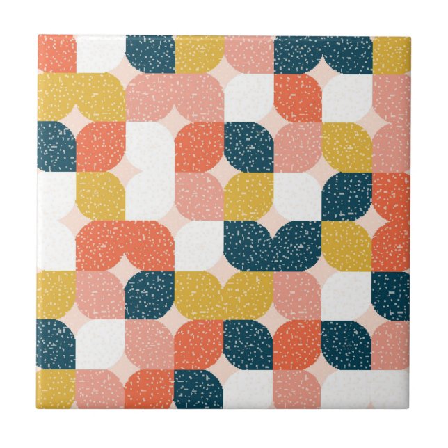 Bauhaus-Retro geometrisches Muster Fliese (Vorderseite)