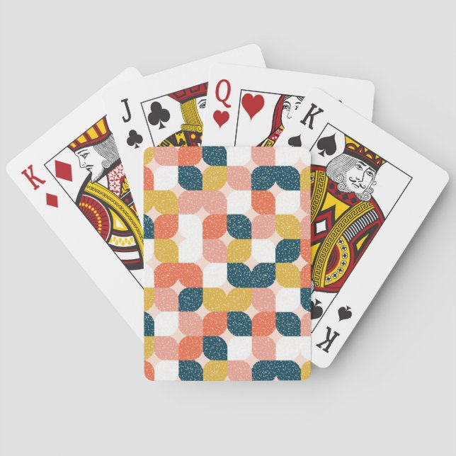 Bauhaus-Retro geometrisches Muster Spielkarten (Rückseite)