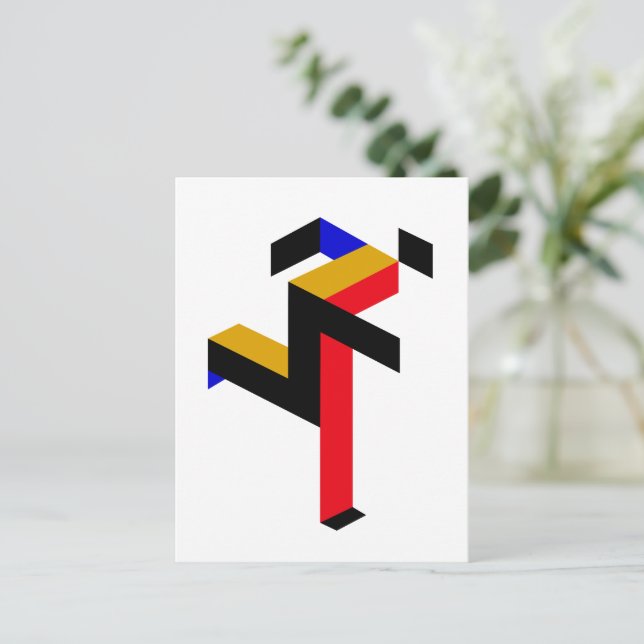 Bauhaus Running Man Poster Postkarte (Stehend Vorderseite)