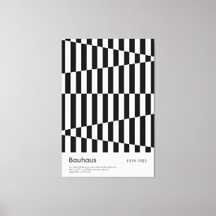 Bauhaus Schwarz Weiß Streifen Gitter Kunst Druck Leinwanddruck
