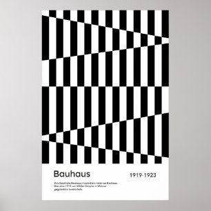 Bauhaus Schwarz Weiß Streifen Gitter Kunst Druck Poster