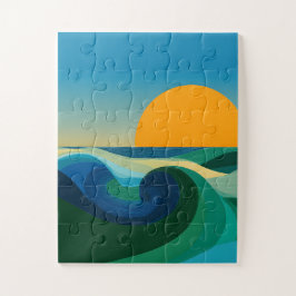 Bauhaus-Sonnenuntergang-Wüstenlandschaft-Abstrakt-