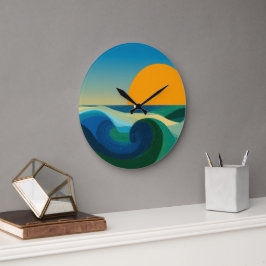 Bauhaus-Sonnenuntergangs-Moderne-Wanduhr aus dem m Große Wanduhr