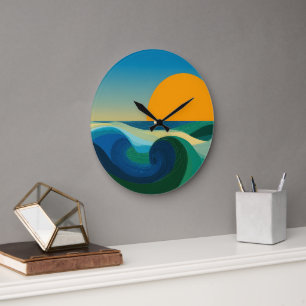Bauhaus-Sonnenuntergangs-Moderne-Wanduhr aus dem m Große Wanduhr