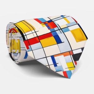 Bauhaus Squares Boho 60er Jahre Pattern Necktie Krawatte