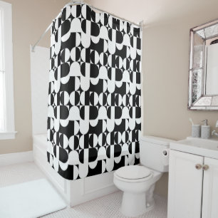 Bauhaus Stil Schwarz-Weiß-Geometrie Retro  Duschvorhang
