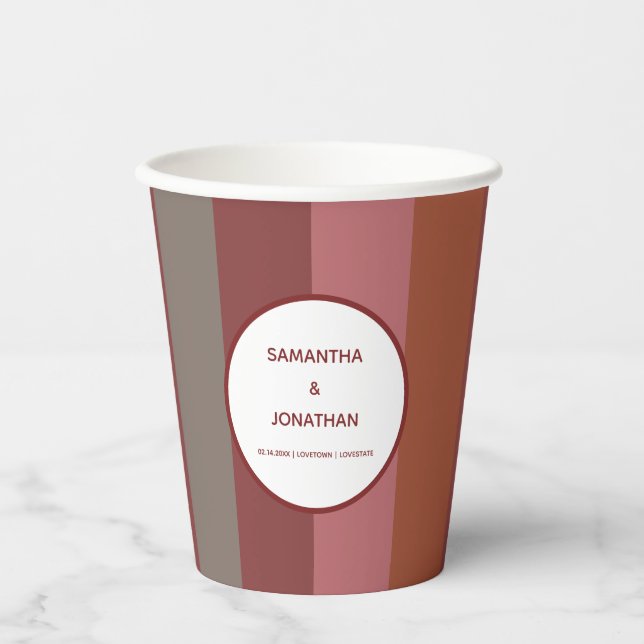 Bauhaus Striped Custom Wedding Paper Cups Pappbecher (Vorderseite)