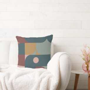 Bauhaus Style Brown, Aquamarin, Tan Kissen