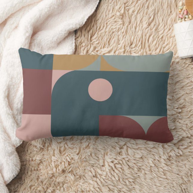 Bauhaus Style Brown, Aquamarin, Tan Lendenkissen (Decke)