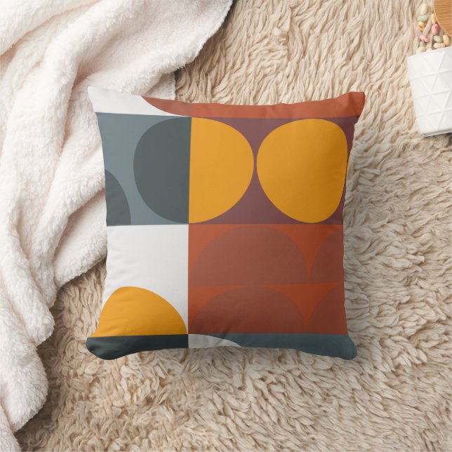 Bauhaus Style Grau, Gold, Braun, Aquamarin Kissen (Decke)