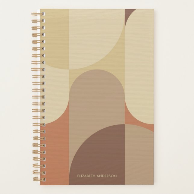 Bauhaus Terrakotta Beige Abstrakte Personalisierte Planer (Vorderseite)