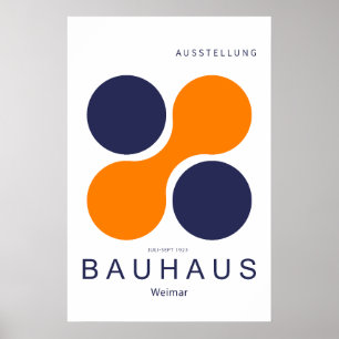 Bauhaus Weimar Orange Navy Kreis Kunstprint Poster