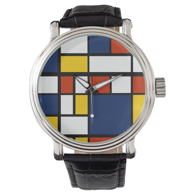 Bauhausmuster abstrakte geometrische Kunstmalerei  Armbanduhr (Vorderseite)