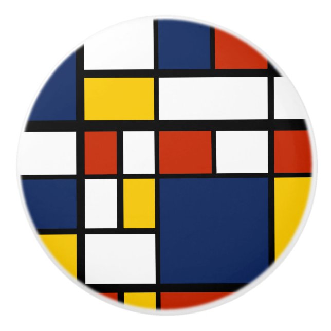 Bauhausmuster abstrakte geometrische Kunstmalerei  Keramikknauf (Vorderseite)