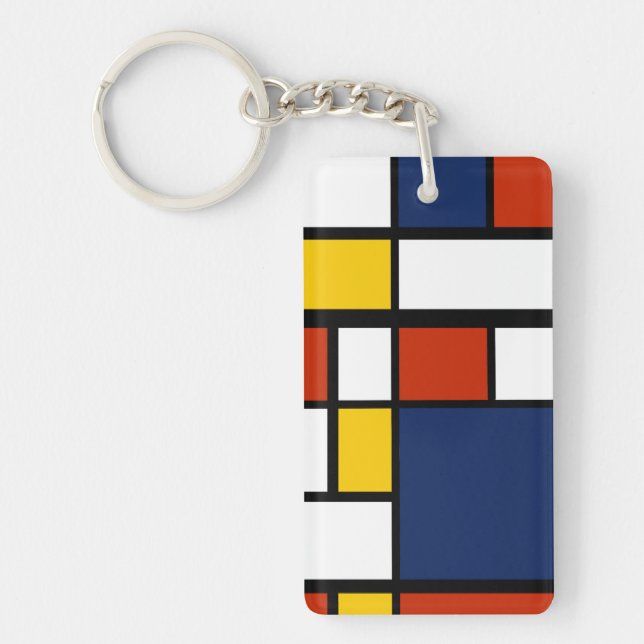 Bauhausmuster abstrakte geometrische Kunstmalerei  Schlüsselanhänger (Vorderseite)