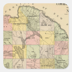 Bauholz landet den 5 Karten-Atlas Quadratischer Aufkleber