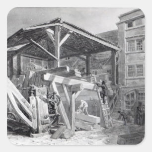 Bauholz-Yard, Finsbury, 1825 Quadratischer Aufkleber