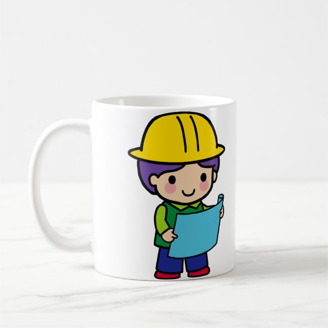 Bauingenieur-Unternehmer mit gelbem Hut Kaffeetasse (Links)