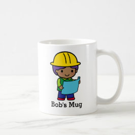 Bauingenieur-Unternehmer mit gelbem Hut Kaffeetasse