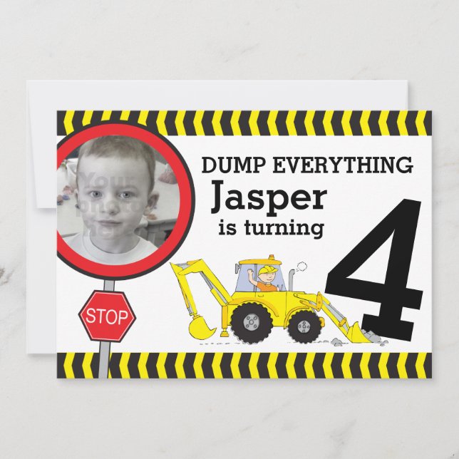 Baujungen 4. Party Einladung (Vorderseite)