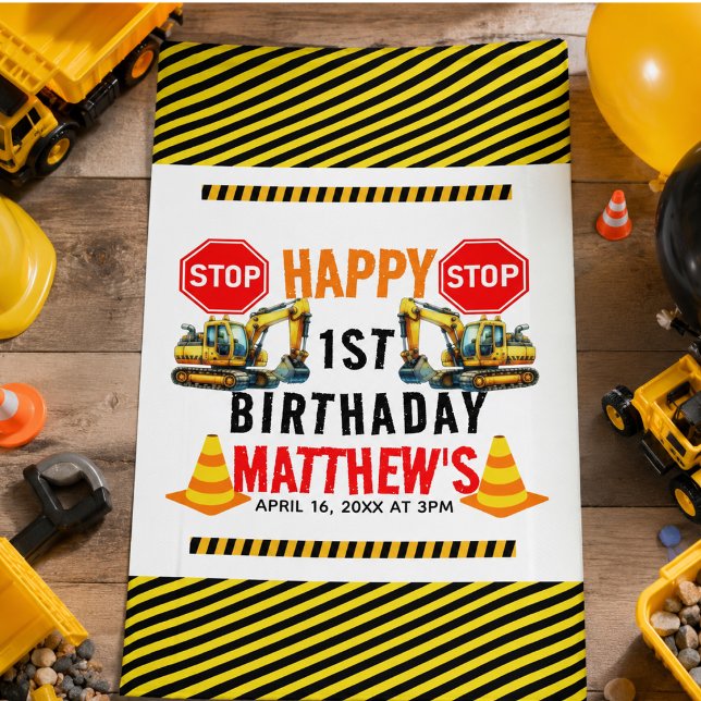 Baukasten Truck 1. Geburtstag Party Banner (Construction Dump Truck 1st Birthday Party Banner)
