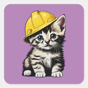Baukatze Quadratischer Aufkleber