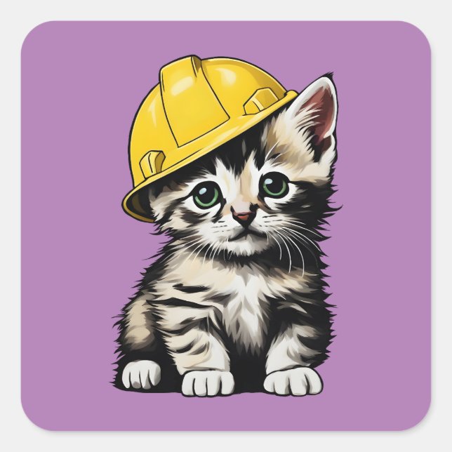 Baukatze Quadratischer Aufkleber (Vorderseite)