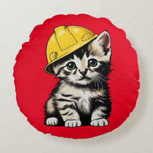 Baukatze Rundes Kissen