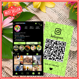 Baukonstruktion Instagram Limegrün QR Visitenkarte