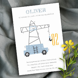 Baukran Kinder jeden Alters zum Geburtstag einlade Dankeskarte