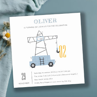 Baukran Kinder jeden Alters zum Geburtstag einlade Dankeskarte