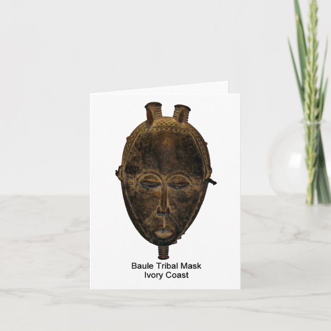Baule Tribal Mask Note Card Karte (Vorderseite)
