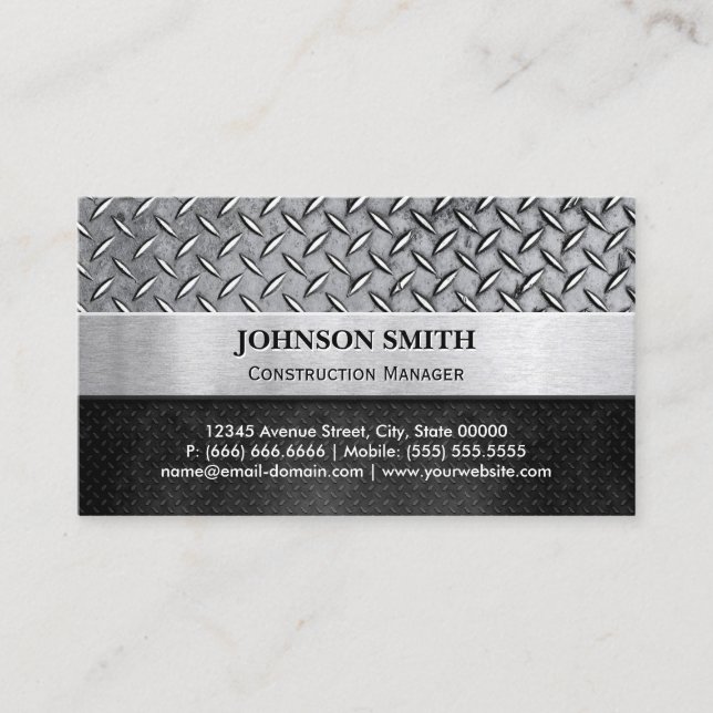 Bauleiter - Diamant-Metallplatte Visitenkarte (Vorderseite)