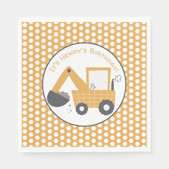 BauLittle Digger Geburtstag Serviette (Vorderseite)