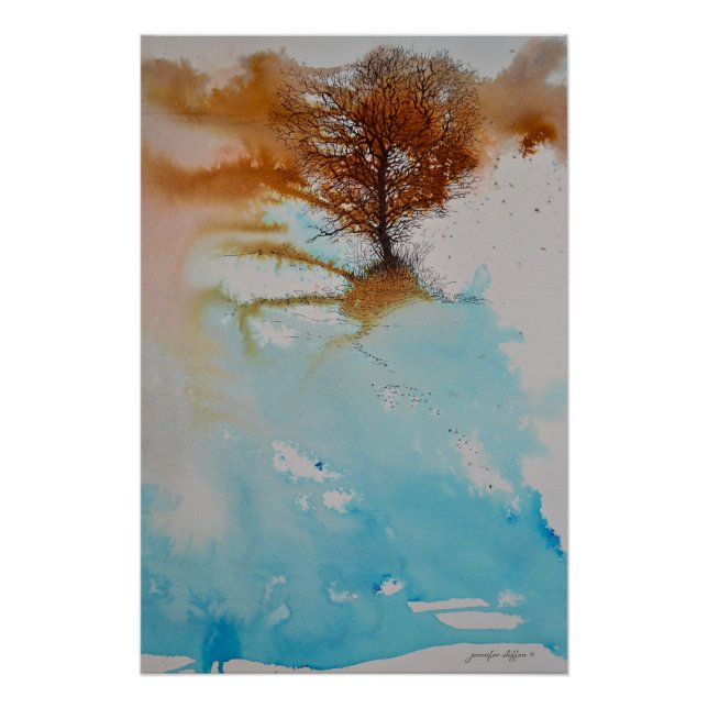 Baum Abstrakte Malerei Landschaft Kunst Poster (Vorderseite)