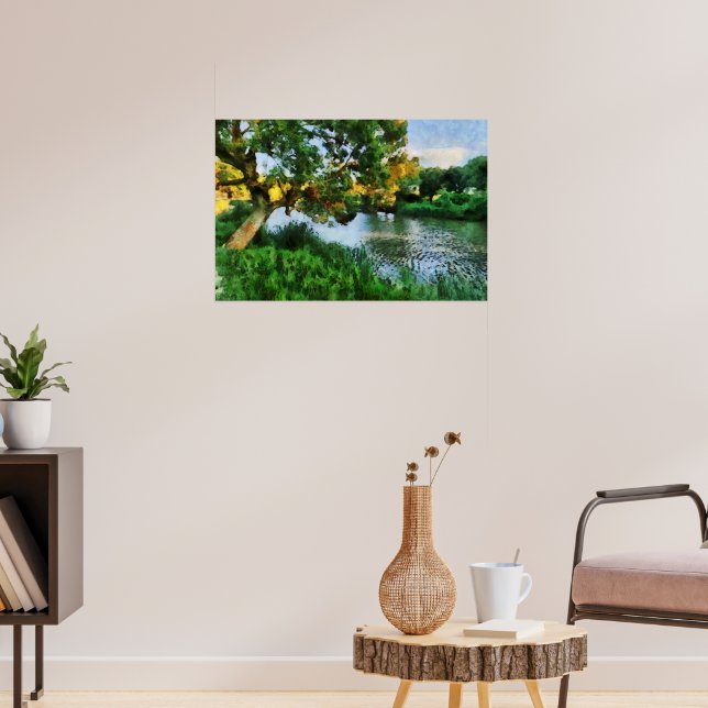 Baum am See im Frühling Poster (Wohnzimmer 3)