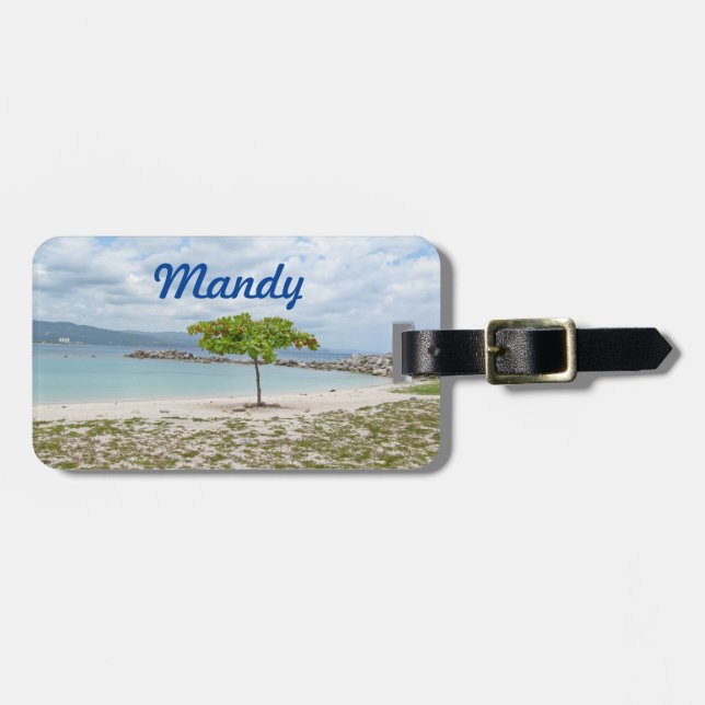 BAUM AM STRAND VON JAMAIKA CUSTOM GEPÄCKANHÄNGER (Vorderseite horizontal)