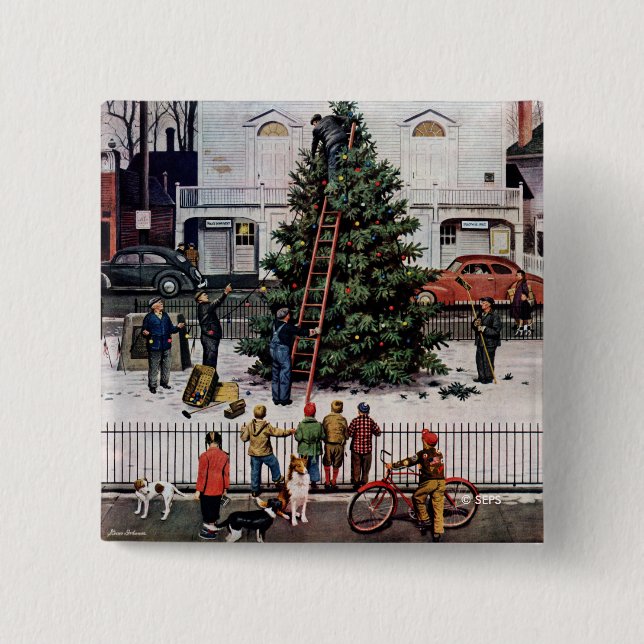 Baum auf dem Platz der Stadt Button (Vorderseite)