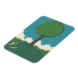 Baum auf einem Hügel Magnet