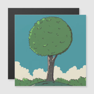 Baum auf einem Hügel Magnetkarte