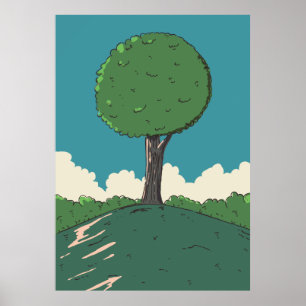 Baum auf einem Hügel Poster