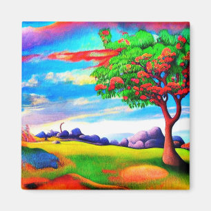 Baum auf einer felsigen Wiese Magnet