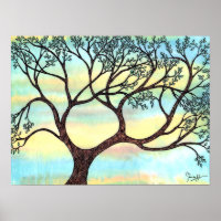 Baum auf Vellum mit Aquarellgrund