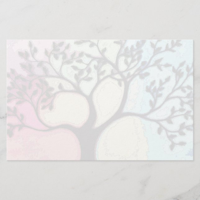 Baum auf Vellum über Wasserfarbe - digitalisiert Briefpapier (Vorderseite)