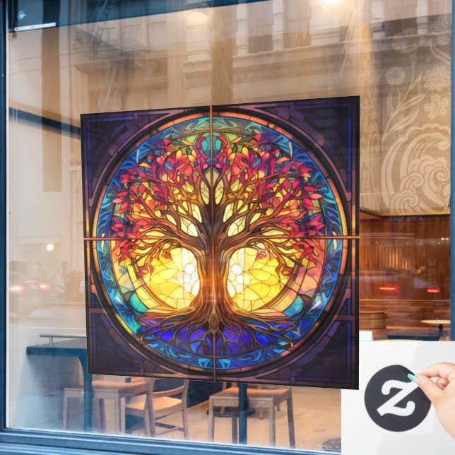 Baum aus festem Glas Fensteraufkleber (Café-Fenster)