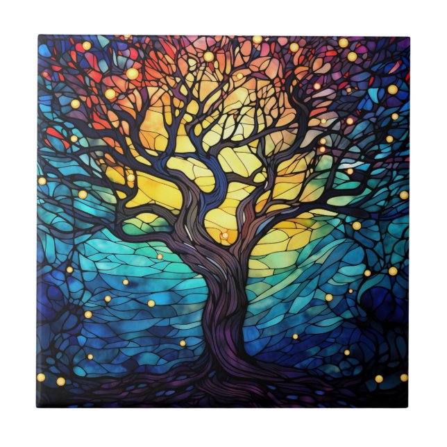 Baum aus festem Glas - Keramik Fliese (Vorderseite)