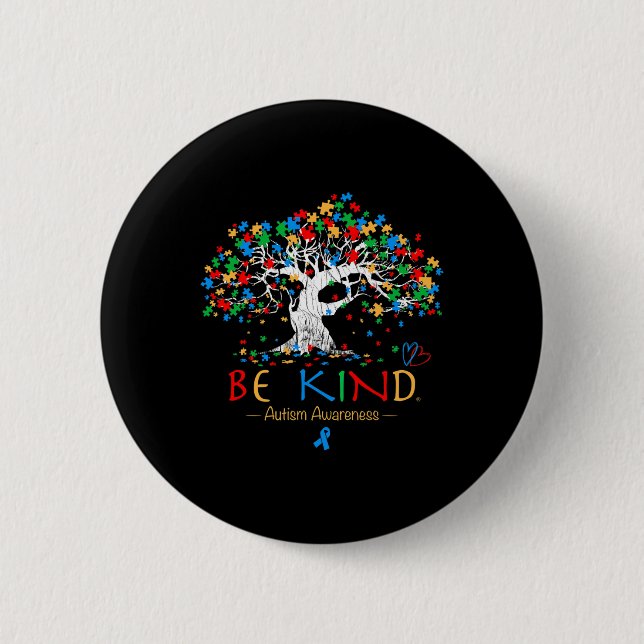 Baum Autismus Bewusstsein Monat Puzzle Asd Sup Button (Vorderseite)