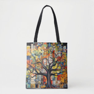 Baum Civilization Concept Abstrakte farbenfrohe Ma Tasche
